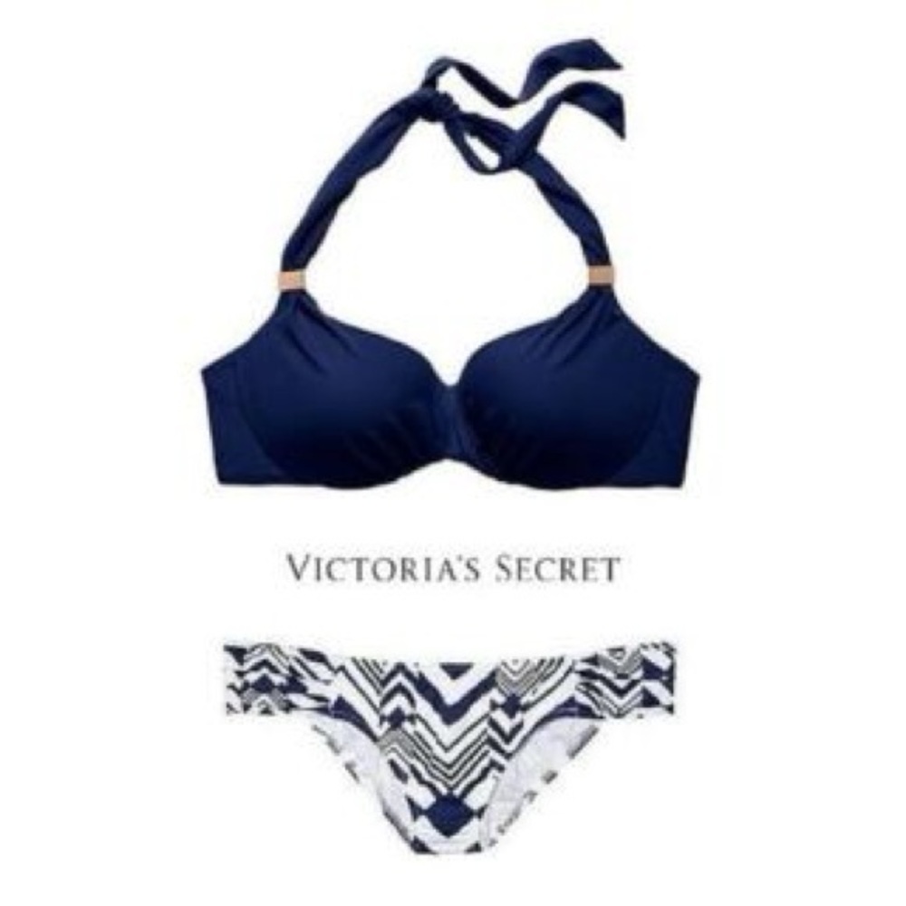 Victoria's Secret Navy and Light Blue “Bikini Top”
